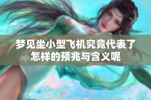 梦见坐小型飞机究竟代表了怎样的预兆与含义呢