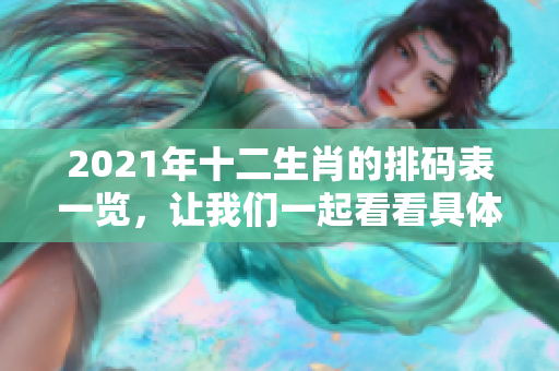 2021年十二生肖的排码表一览，让我们一起看看具体的排列情况吧